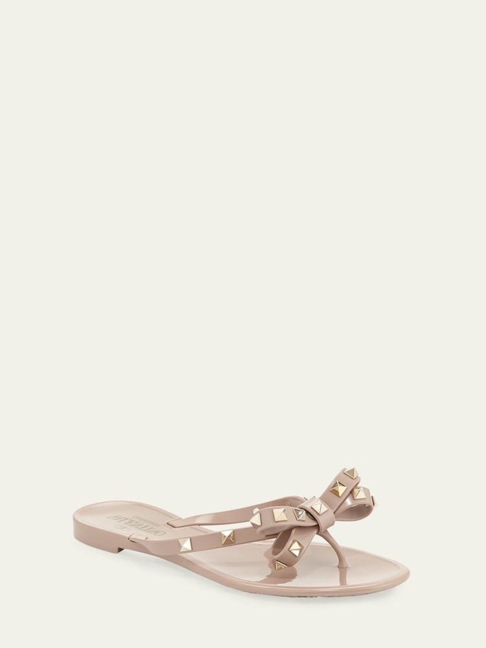 Valentino Garavani Beige Studded Bow Thong Sandals - Picture 4 of 11